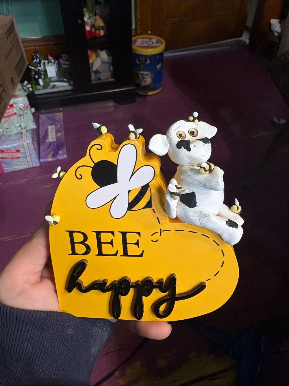 Bee Happy Cow Decorative Plaque -